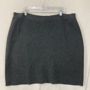 Eileen Fisher Knit Pencil Skirt size 1X Gray Wool Blend Stretch Preppy Office
